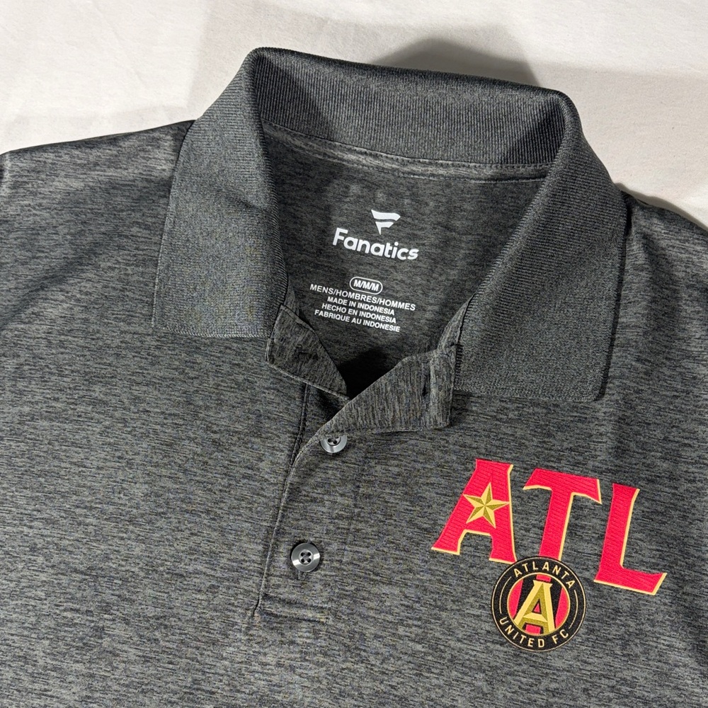 Fanatics Atlanta United mens grey polyester short sleeve polo shirt - size M